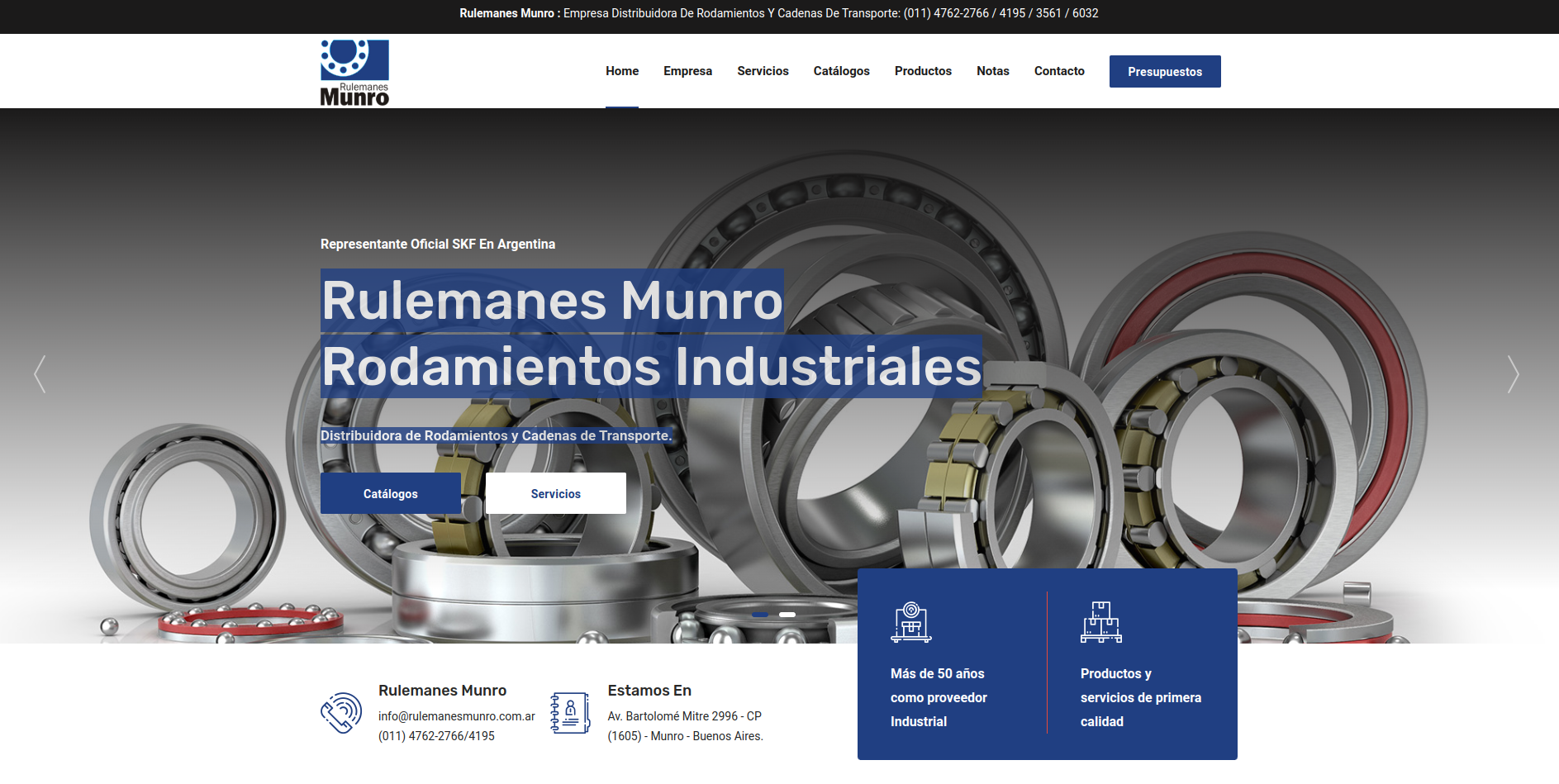 Desarrollo de sitio web para la empresa Rulemanes Munro